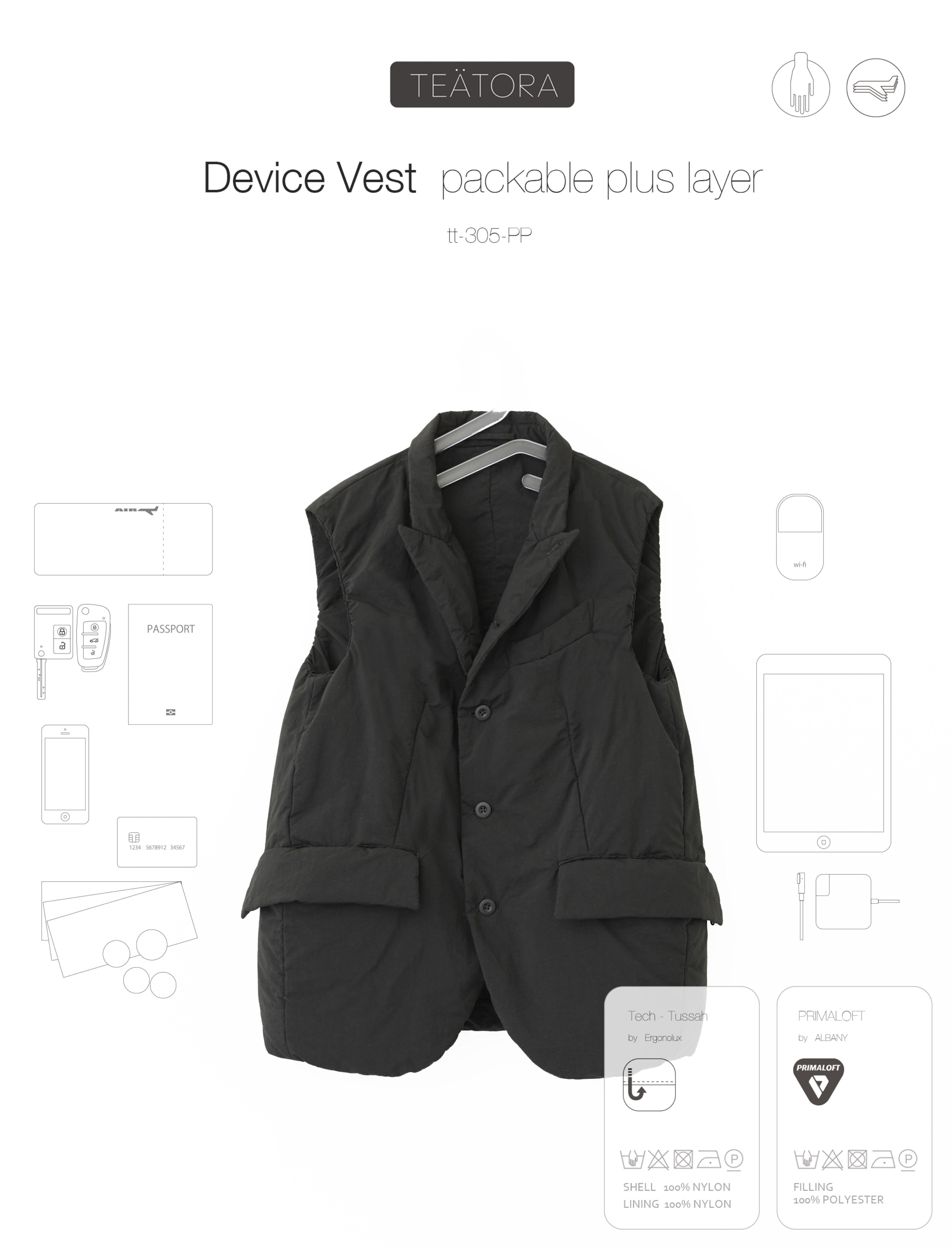 TEATORA] Device Vest – Packable Plus Layer – MaW SAPPORO