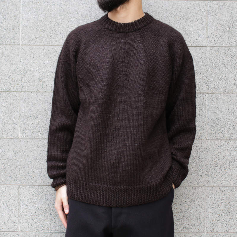 美品 22aw コモリ ハンド クルーネックニット ブラック-