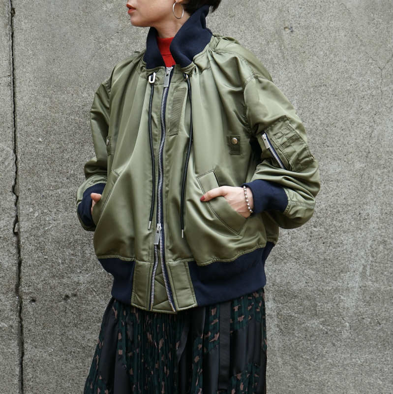 19AW Sacai MA-1 ニット切返しジャケット