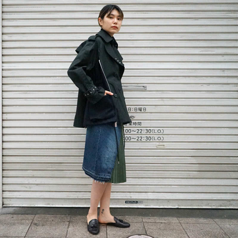 【美品】サカイ Sacai デザイン スカート デニム ブラック ひざ丈スカート 最安価格挑戦