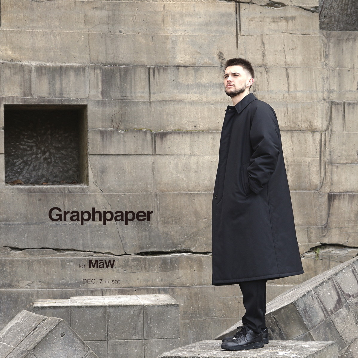 Graphpaper Wool Padding Bal Collar Coatステンカラーコート - www