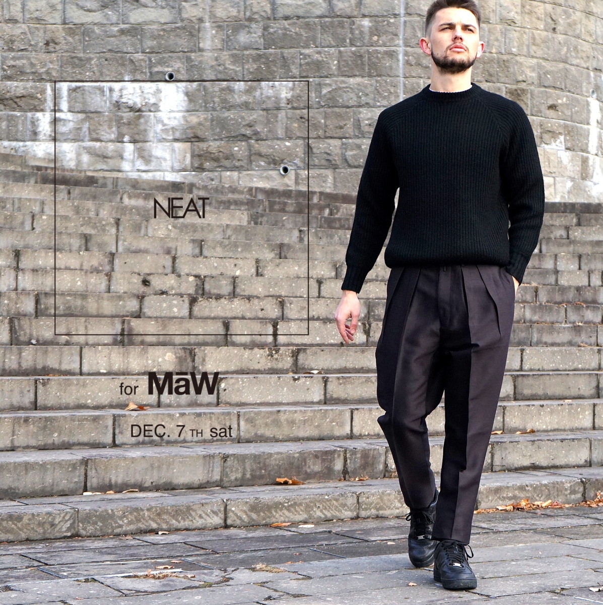 NEAT for MaW ] SILK WOOL TWILL / TAPERED, BELTLESS, OVERALL – MaW 