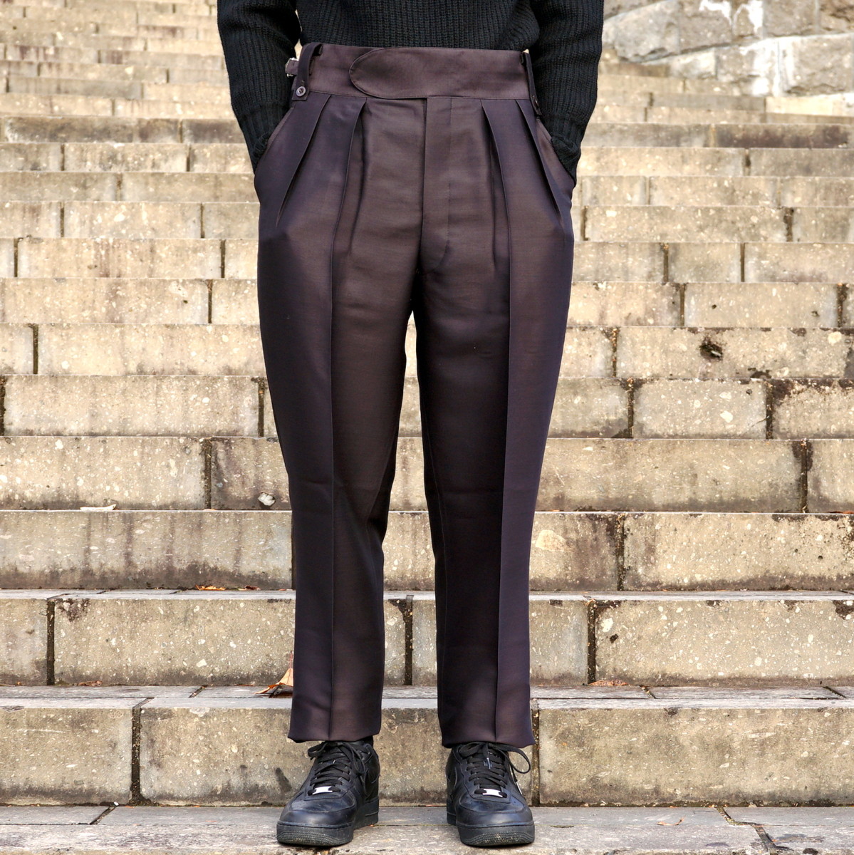 NEAT for MaW ] SILK WOOL TWILL / TAPERED, BELTLESS, OVERALL