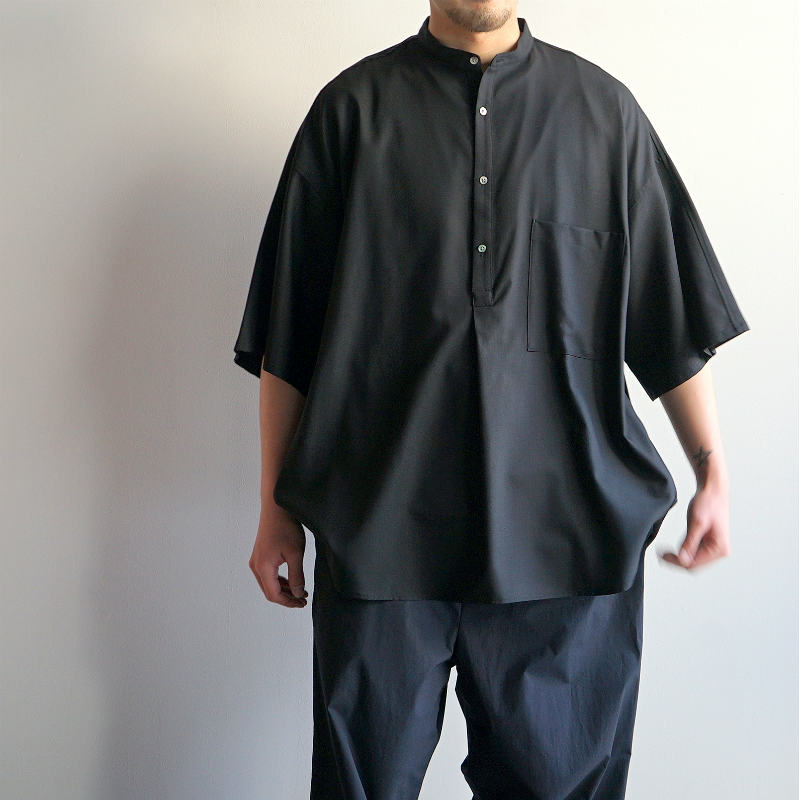 Graphpaper] Silk Wool Stand Collar York Short Sleeve Shirt – MaW 