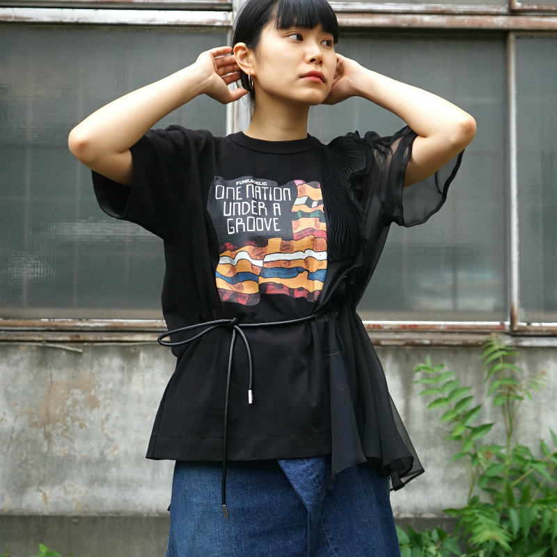 サイズ交換ＯＫ】 【新品未使用】Sacai 黒 シフォン Tシャツ 