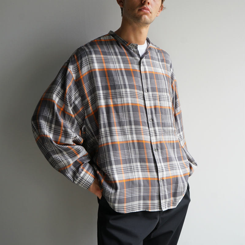Graphpaper] Tencel Check Band Collar Big Sleeve Shirt – MaW SAPPORO