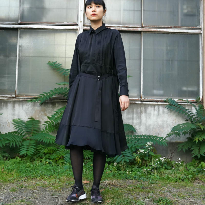 sacai] Cotton Poplin × Solid Satin Dress – MaW SAPPORO