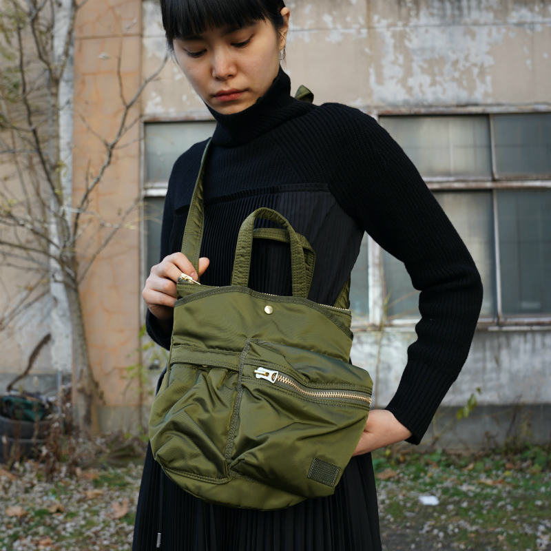 美品 PORTER SACAI pocket tote M カーキ-