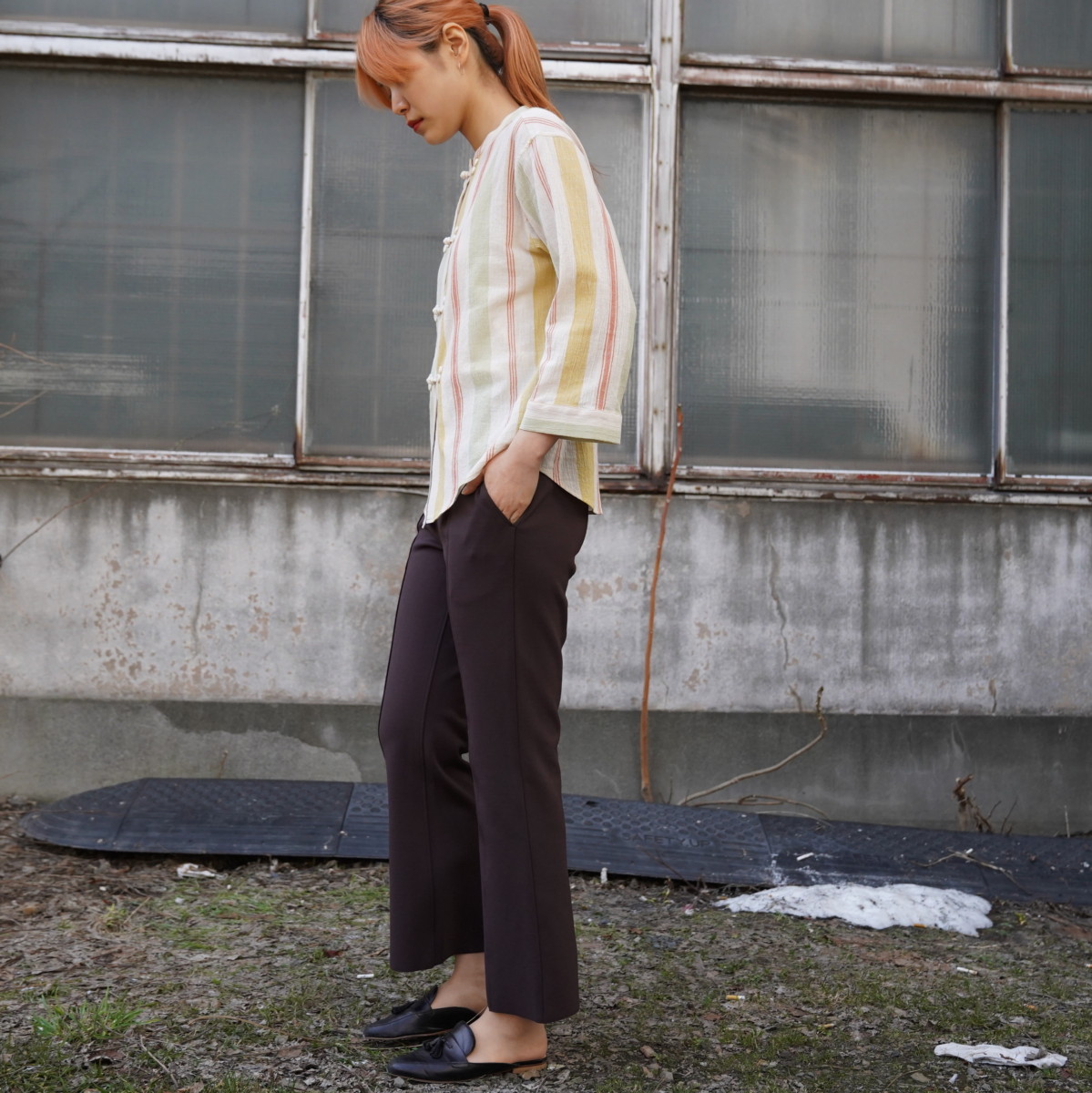 PHEENY] Cotton stripe kung fu shirt – MaW SAPPORO